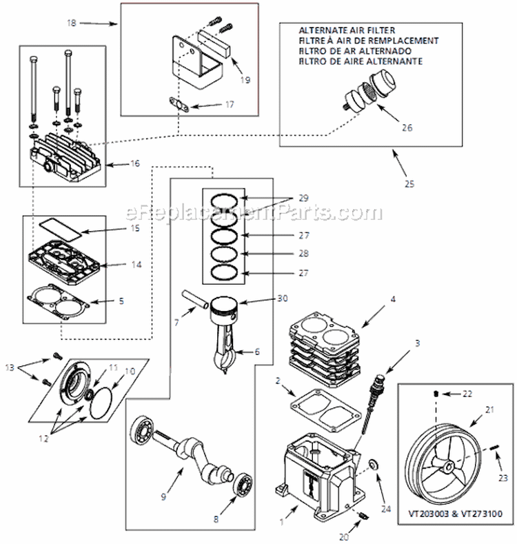 Page B Diagram and Parts List for EX840500 2004 Campbell Hausfeld Compressor